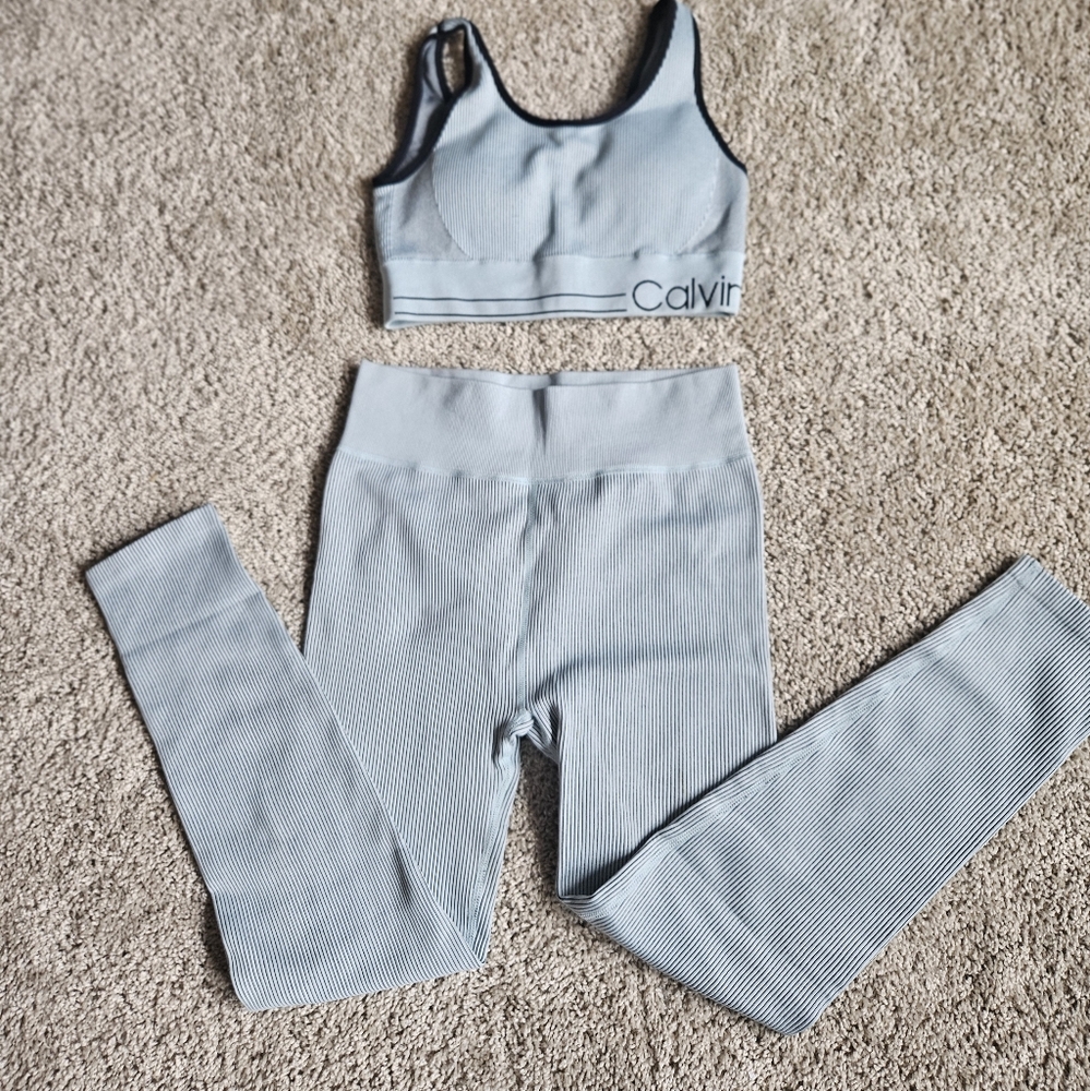 Calvin Klein Light Blue Ribbed Activewear Set